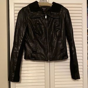 Bebe size S black real leather jacket